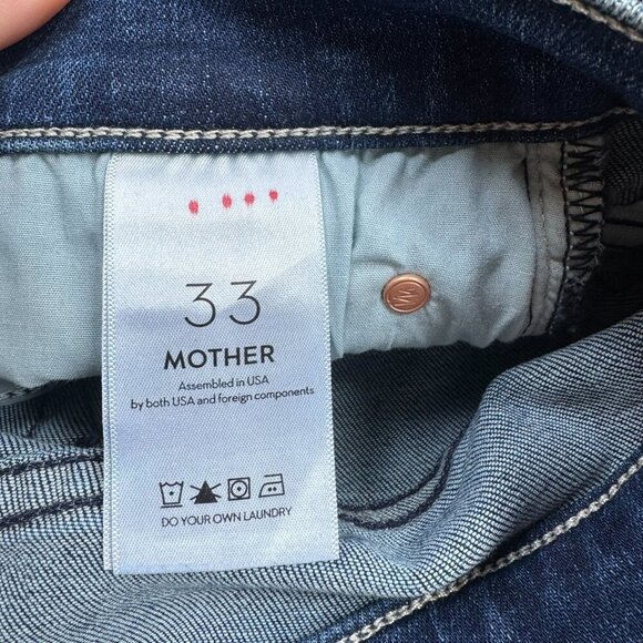 New MOTHER The Runaway Fray Flare Jeans Mid Rise Denim Precious Heirloom Blue 33 - Picture 13 of 16